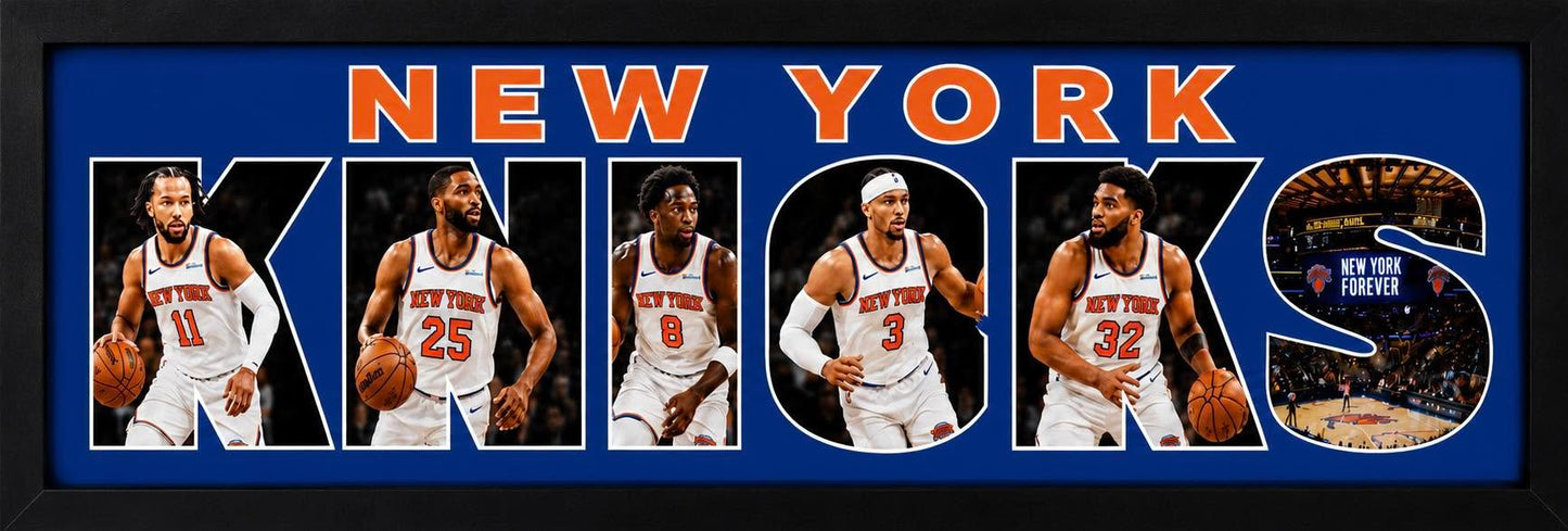Knicks - Current Starting Five (5) Action Photos Framed Plaque