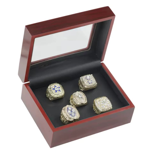 Cowboys 5 Piece Replica Super Bowl Ring Set with Display Case