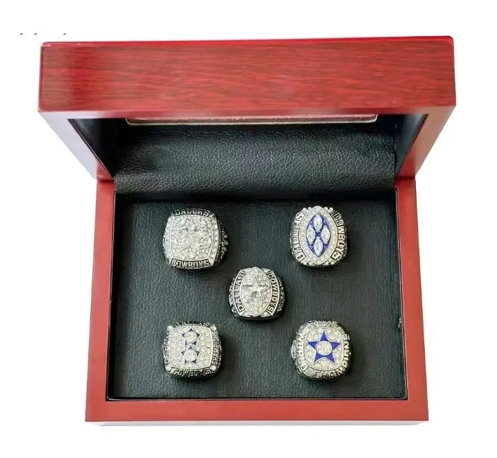 Cowboys 5 Piece Replica Super Bowl Ring Set with Display Case