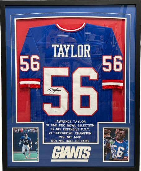 Basic Custom Framed Lawrence Taylor Signed Custom Jersey (JSA Authenticated)