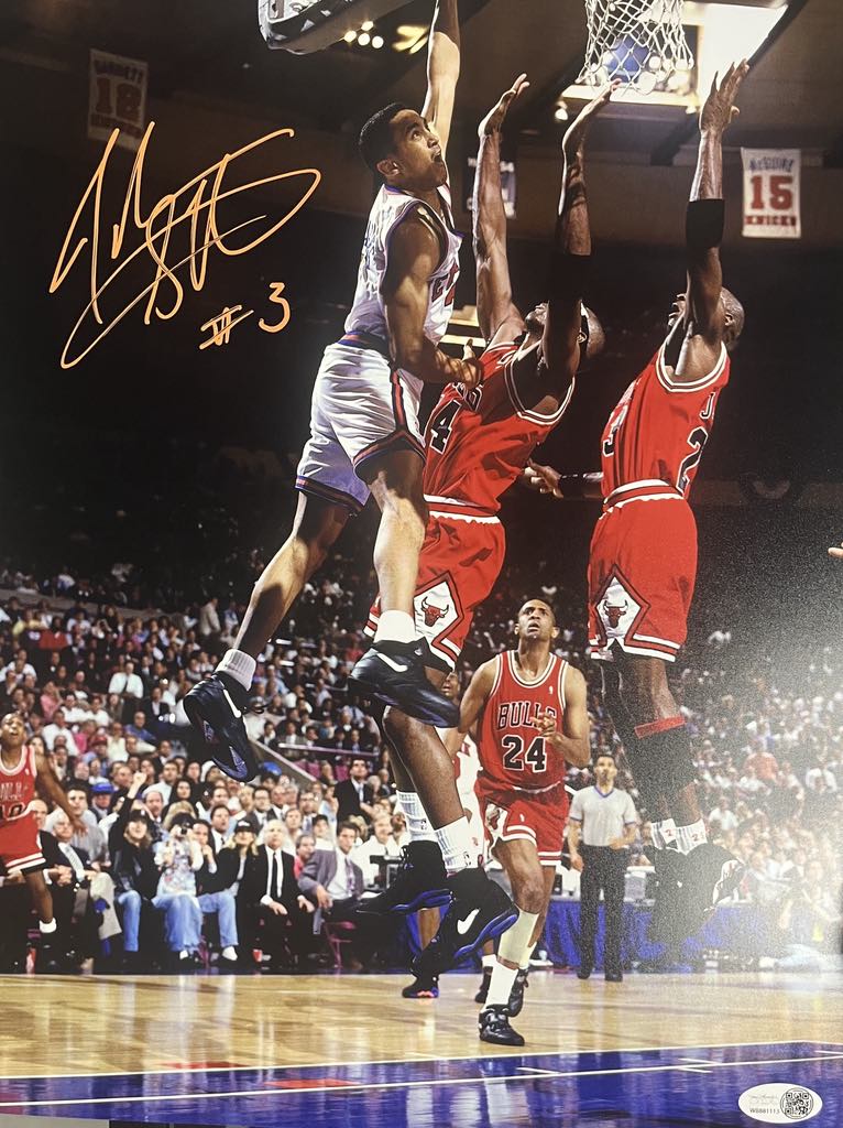 John Starks Signed Autographed Photo "The Dunk" 11x14" certified by JSA Authentication