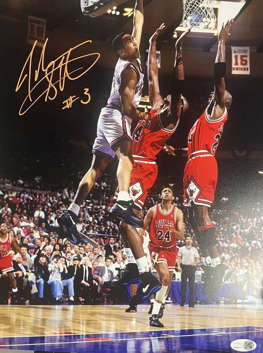 John Starks Signed Autographed Photo "The Dunk" 11x14" certified by JSA Authentication