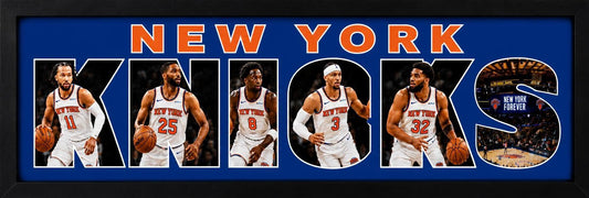 Knicks - Current Starting Five (5) Action Photos Framed Plaque
